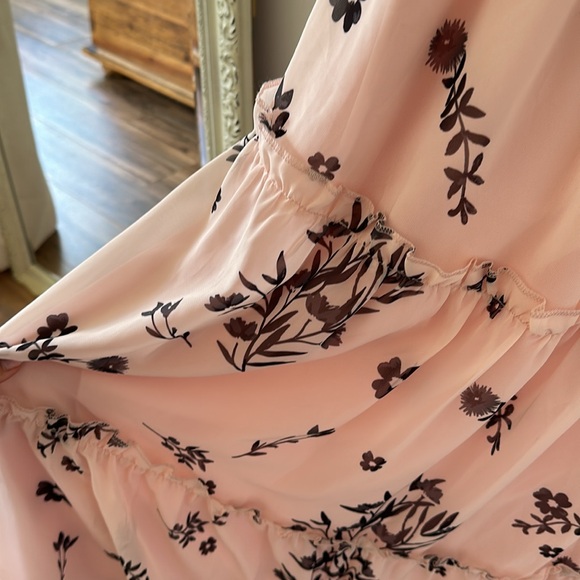 Kimi + Kai Drop Waist Pink Stretch Maxi Ruffle Dress With Ruffle Straps Size S - Picture 4 of 7